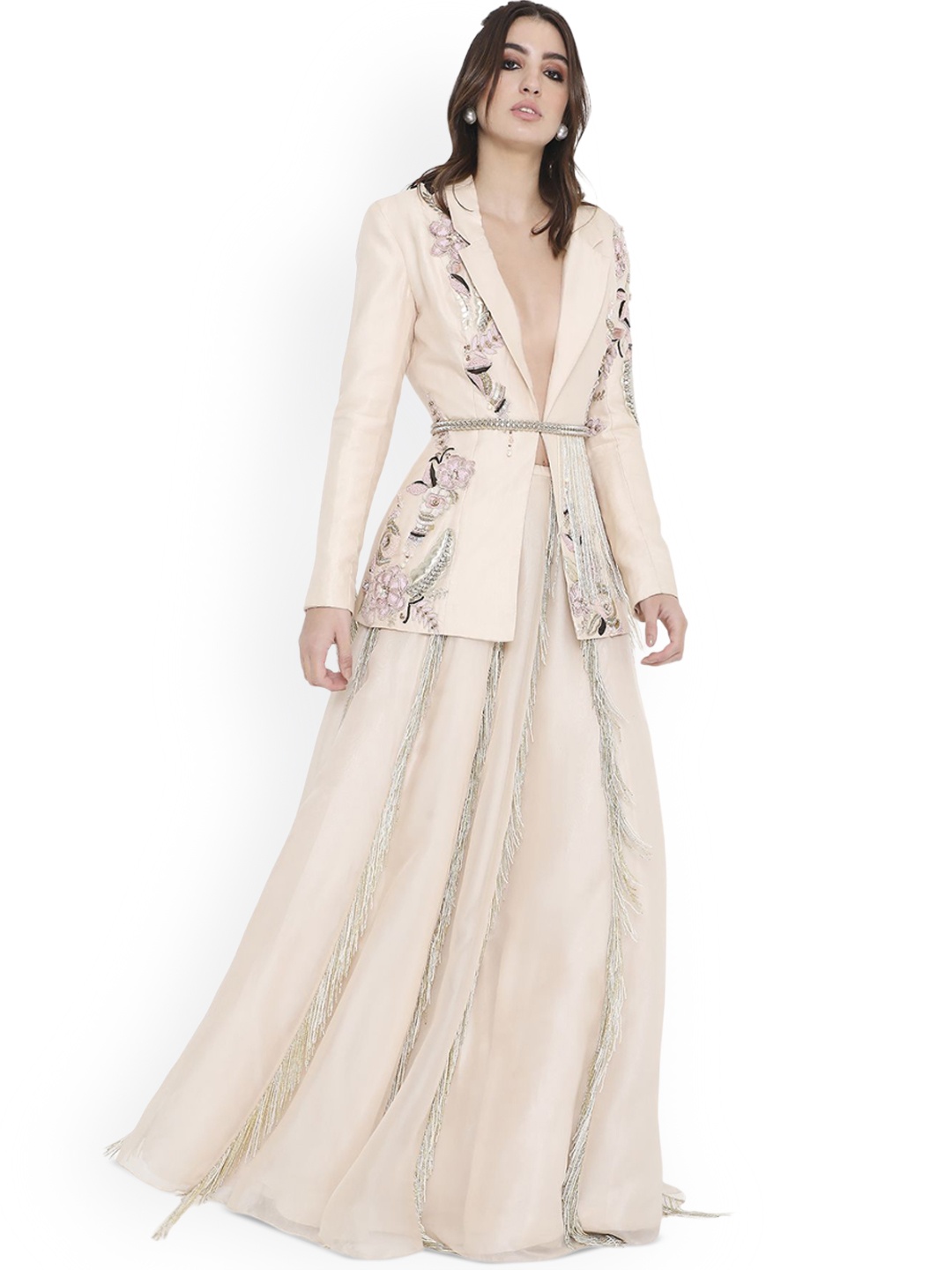 Payal Singhal Women Floral Lightweight Longline Open Front Jacket with Embroidered, Multi
Payal Singhal Women Floral Lightweight Longline Open Front Jacket with Embroidered, Multi