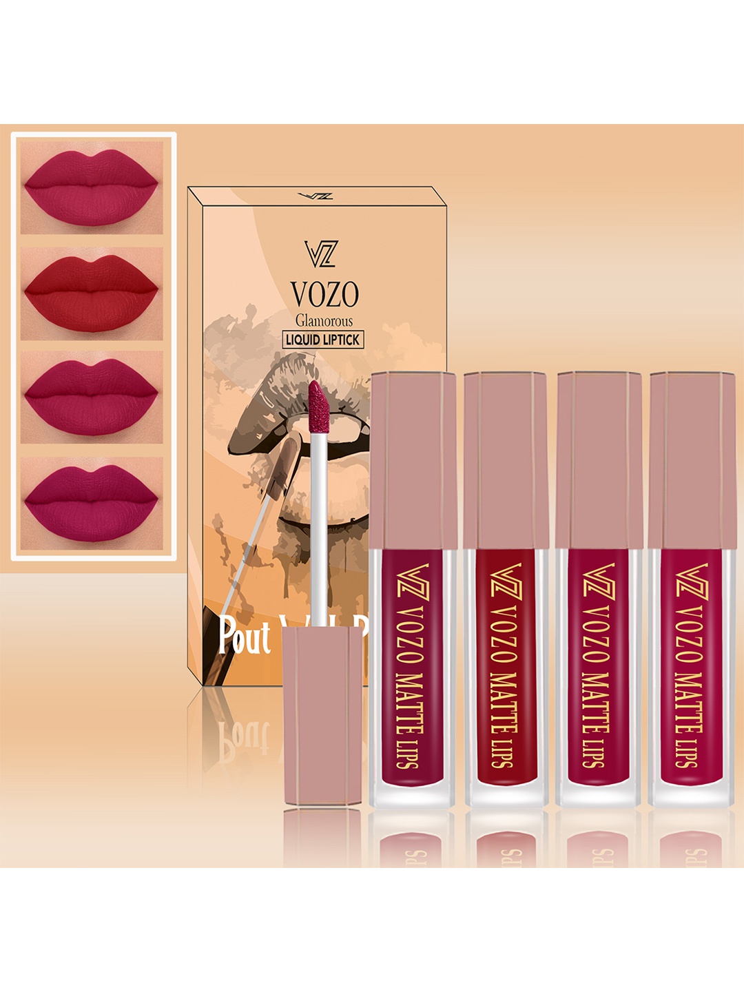 VOZO Set Of 4 Soft & Comfortable Matte Finish Liquid Lipsticks-101-104-105-106, Magenta
VOZO Set Of 4 Soft & Comfortable Matte Finish Liquid Lipsticks-101-104-105-106, Magenta