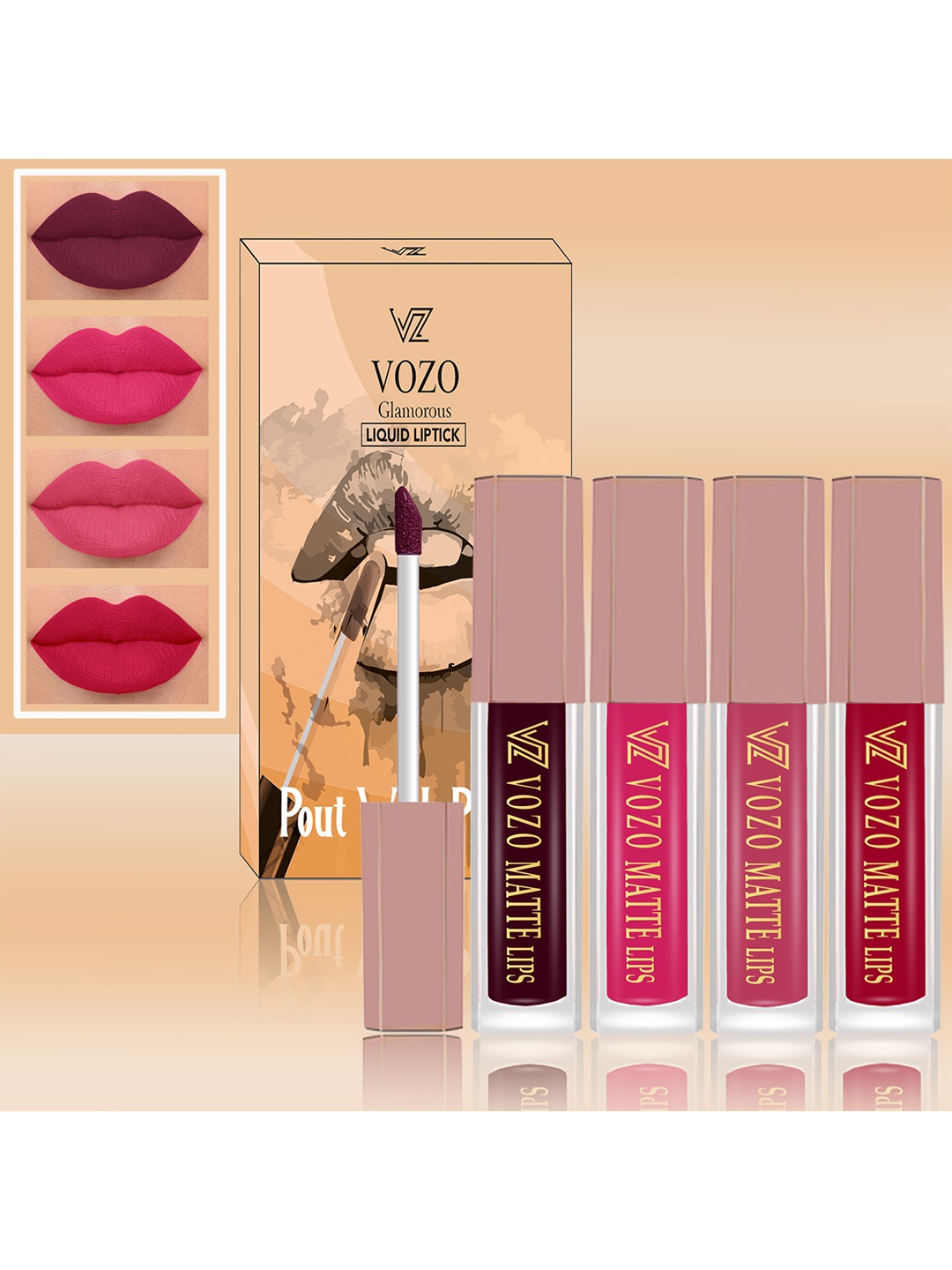 VOZO Set Of 4 Soft & Comfortable Matte Finish Liquid Lipsticks-102-202-203-204, Red
VOZO Set Of 4 Soft & Comfortable Matte Finish Liquid Lipsticks-102-202-203-204, Red