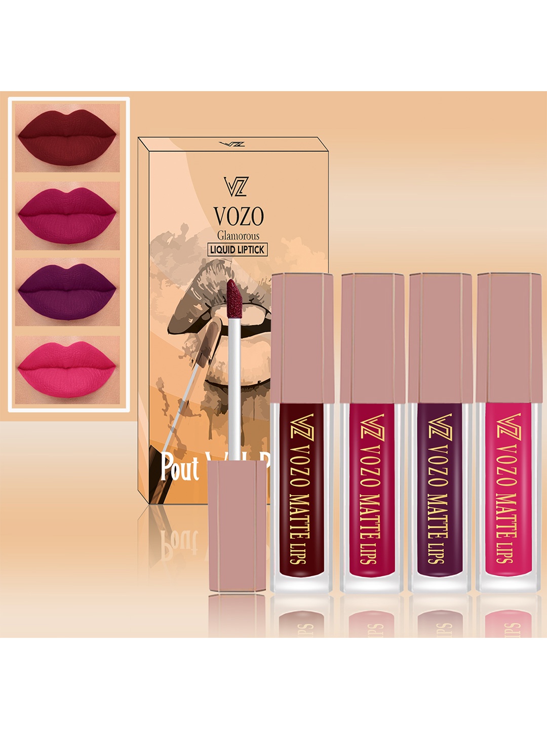VOZO Set Of 4 Soft & Comfortable Matte Finish Liquid Lipsticks-103-106-201-202, Maroon
VOZO Set Of 4 Soft & Comfortable Matte Finish Liquid Lipsticks-103-106-201-202, Maroon