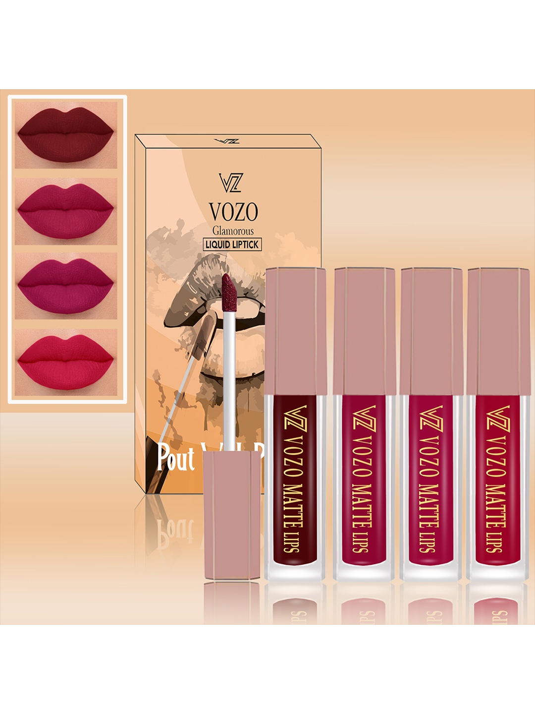 VOZO Set Of 4 Soft & Comfortable Matte Finish Liquid Lipsticks-103-105-106-204, Magenta
VOZO Set Of 4 Soft & Comfortable Matte Finish Liquid Lipsticks-103-105-106-204, Magenta