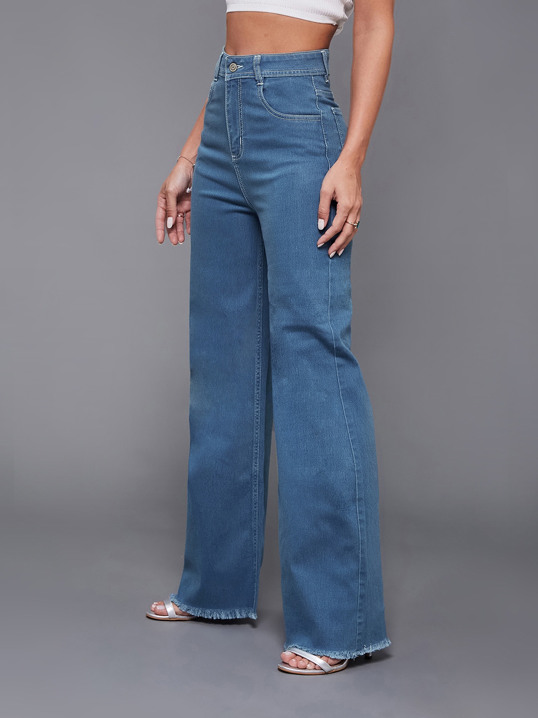 Miss Chase Women Wide-Leg High-Rise Regular-Length Stretchable Denim Jeans, Blue
Miss Chase Women Wide-Leg High-Rise Regular-Length Stretchable Denim Jeans, Blue