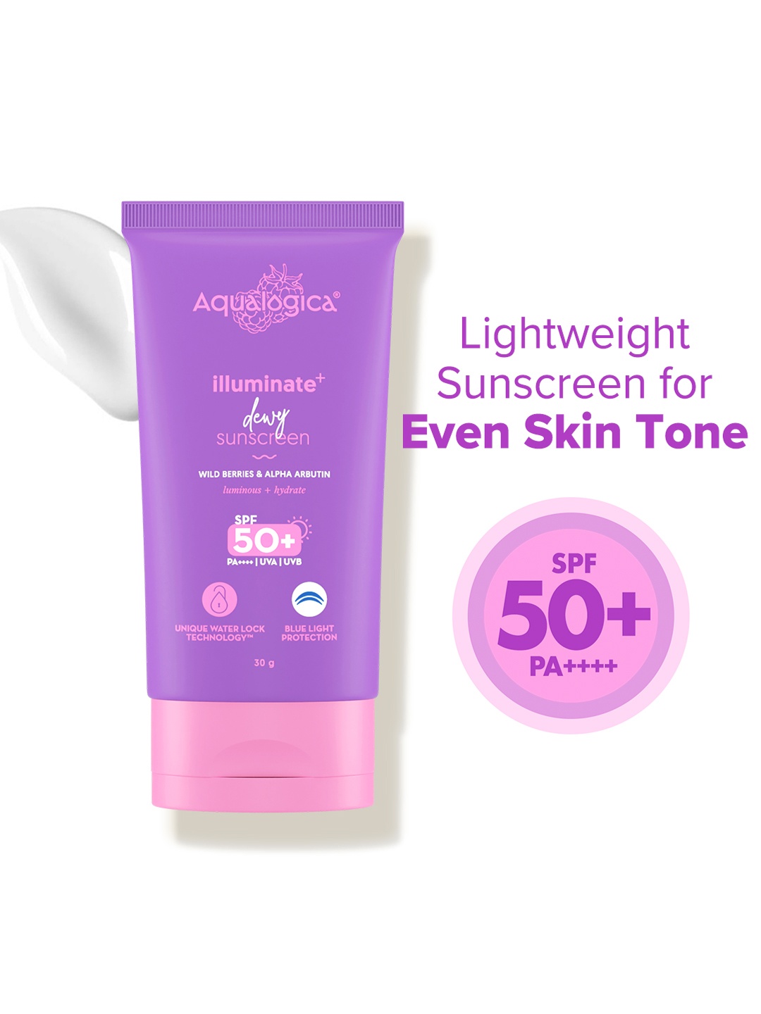 Aqualogica Wild Berries & Alpha Arbutin Illuminate+ Dewy Sunscreen SPF50+ PA++++ 30g, White
Aqualogica Wild Berries & Alpha Arbutin Illuminate+ Dewy Sunscreen SPF50+ PA++++ 30g, White