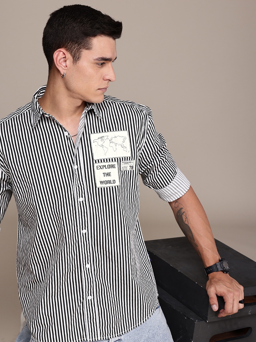 The Roadster Life Co. Pure Cotton Opaque Monochrome Striped Relaxed Fit Casual Shirt, Black
The Roadster Life Co. Pure Cotton Opaque Monochrome Striped Relaxed Fit Casual Shirt, Black