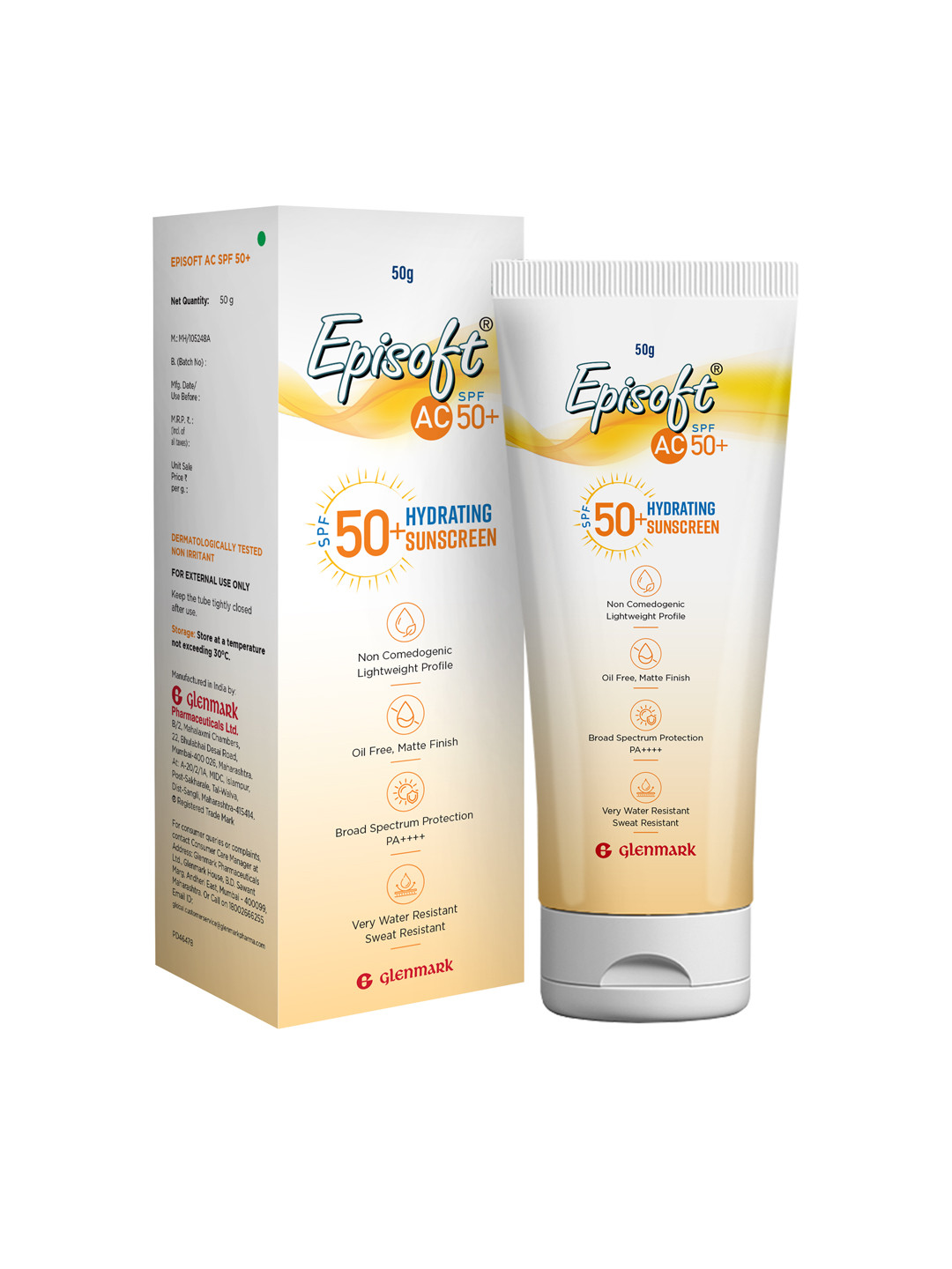 Episoft AC SPF50 Hydrating Lightweight Non-Greasy & Non-Sticky Sunscreen PA++++ - 50g, White
Episoft AC SPF50 Hydrating Lightweight Non-Greasy & Non-Sticky Sunscreen PA++++ - 50g, White