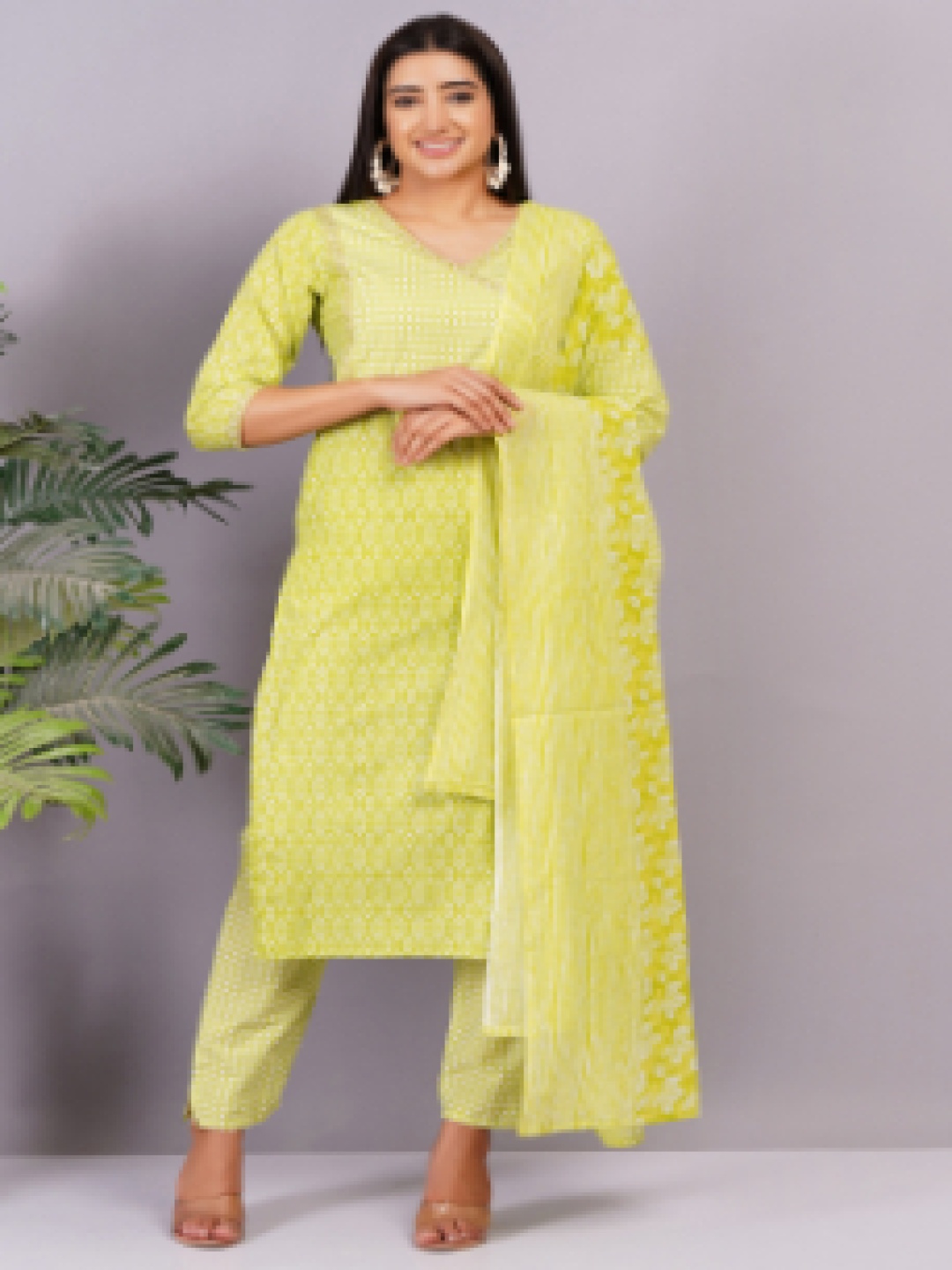 JC4U Ethnic Motifs Printed V-Neck Pure Cotton Straight Kurta With Trousers & Dupatta, Yellow
JC4U Ethnic Motifs Printed V-Neck Pure Cotton Straight Kurta With Trousers & Dupatta, Yellow