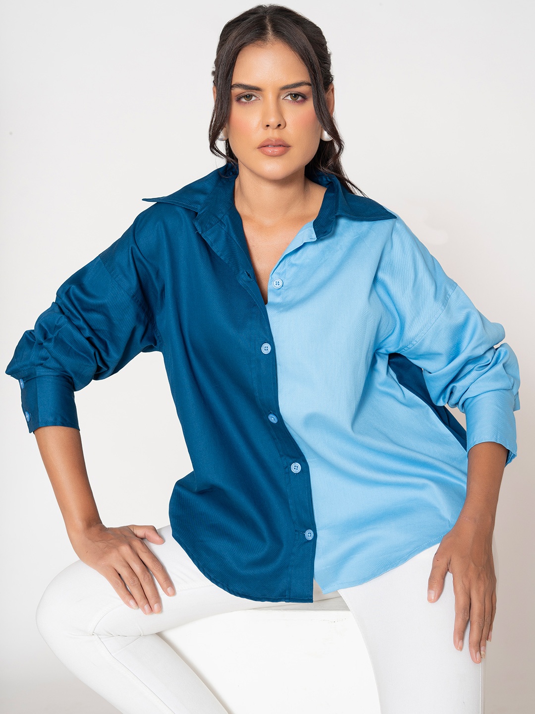 Lounge Dreams Women Comfort Cuban Collar Colourblocked Cotton Relaxed Fit Casual Shirt, Navy blue
Lounge Dreams Women Comfort Cuban Collar Colourblocked Cotton Relaxed Fit Casual Shirt, Navy blue