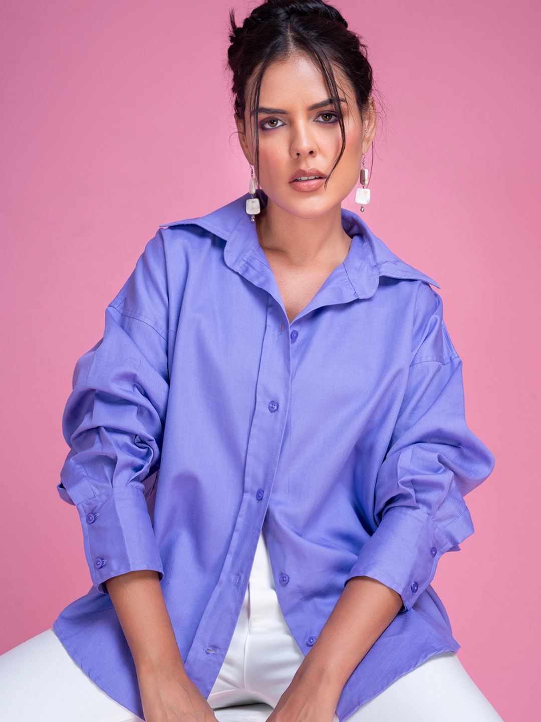Lounge Dreams Women Comfort Spread Collar Solid Cotton Relaxed Fit Casual Shirt, Purple
Lounge Dreams Women Comfort Spread Collar Solid Cotton Relaxed Fit Casual Shirt, Purple