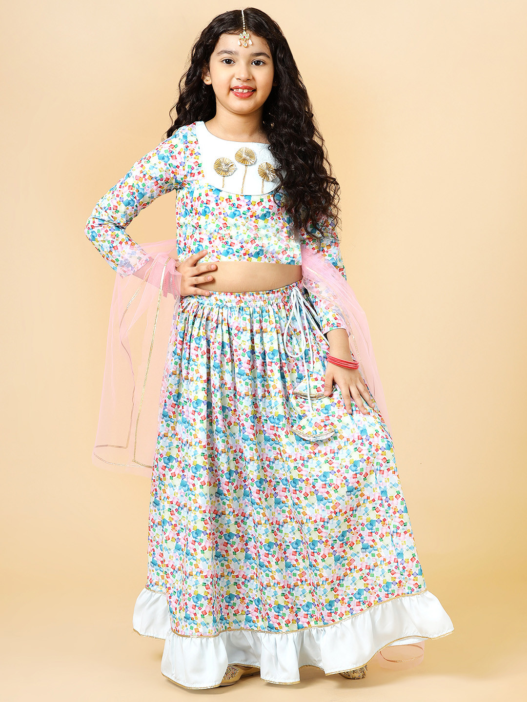A.T.U.N. Girls Geometric Printed Ready To Wear Lehenga & Blouse With Dupatta, White
A.T.U.N. Girls Geometric Printed Ready To Wear Lehenga & Blouse With Dupatta, White