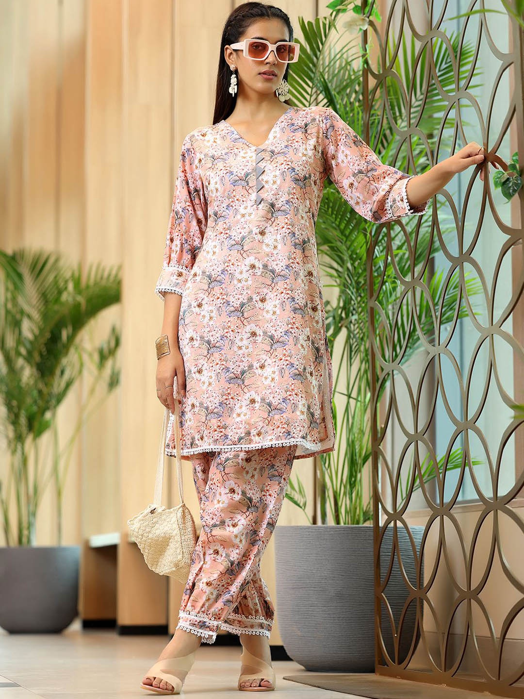 Libas Floral Printed Thread Work Puffed Sleeves Pure Cotton Kurta With Salwar, Peach
Libas Floral Printed Thread Work Puffed Sleeves Pure Cotton Kurta With Salwar, Peach