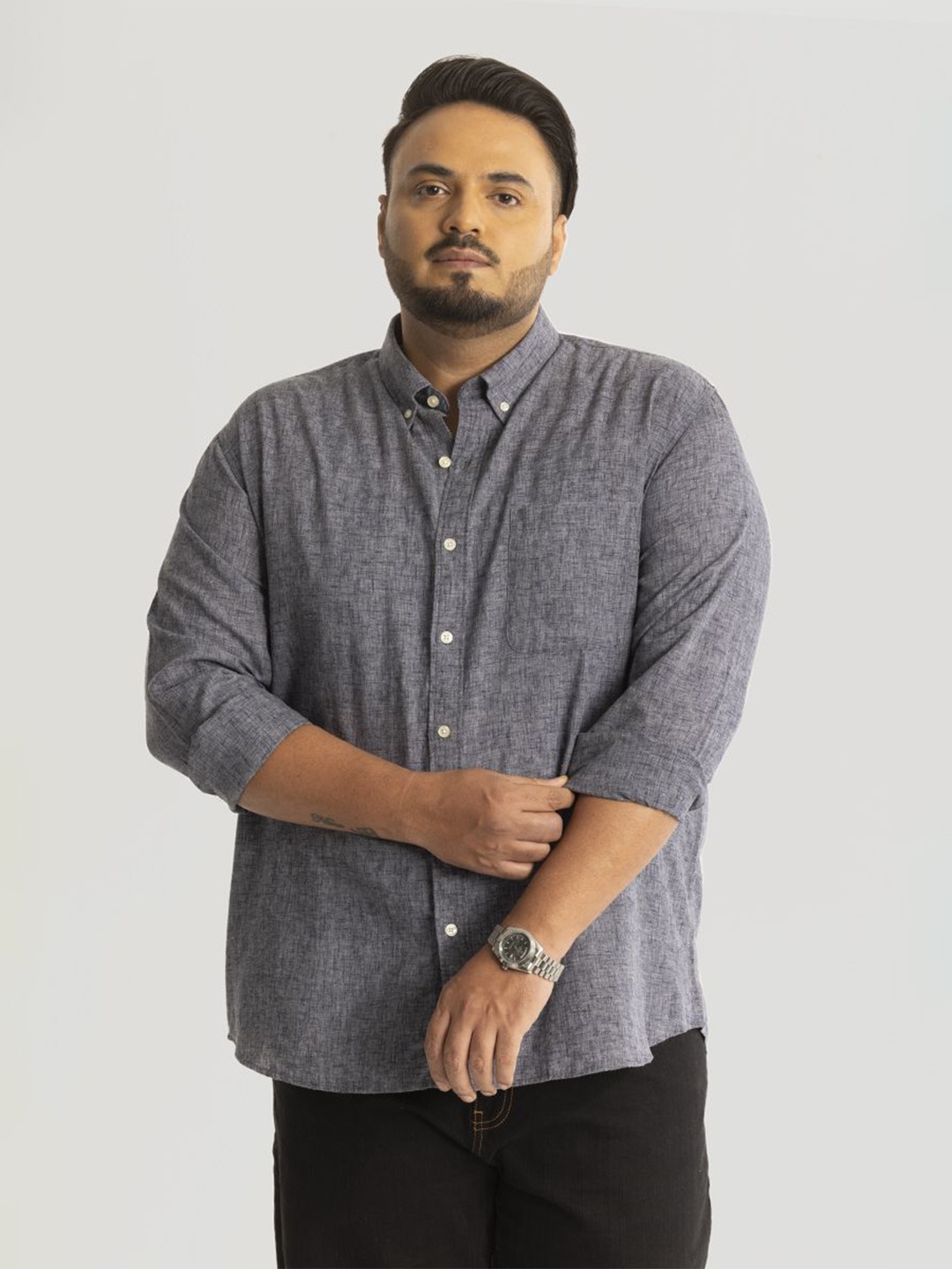 Snitch Men Plus Size Classic Button-Down Collar Textured Solid Linen Casual Shirt, Grey
Snitch Men Plus Size Classic Button-Down Collar Textured Solid Linen Casual Shirt, Grey