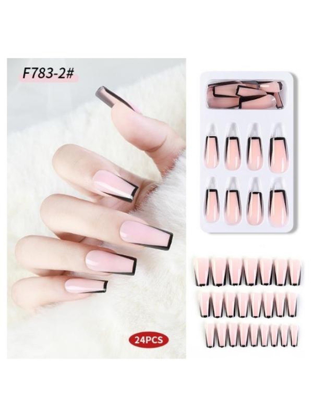 Coslifestore Set Of 24 Press On Ready To Use Acrylic Gel Nail - Red Nude Pink Black French
Coslifestore Set Of 24 Press On Ready To Use Acrylic Gel Nail - Red Nude Pink Black French
