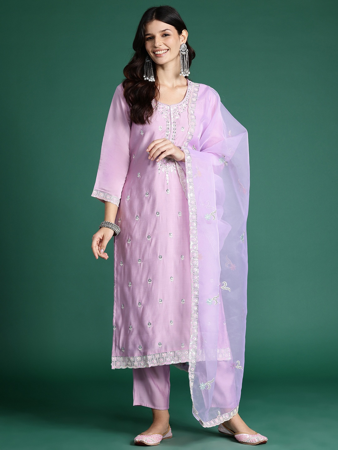 Indo Era Ethnic Motifs Embroidered Kurta with Trousers & With Dupatta, Lavender
Indo Era Ethnic Motifs Embroidered Kurta with Trousers & With Dupatta, Lavender