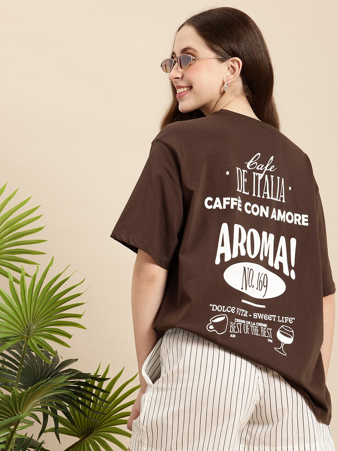 Mast & Harbour Pure Cotton Typography Printed Drop-Shoulder Sleeves Relaxed Fit T-shirt, Coffee brown
Mast & Harbour Pure Cotton Typography Printed Drop-Shoulder Sleeves Relaxed Fit T-shirt, Coffee brown