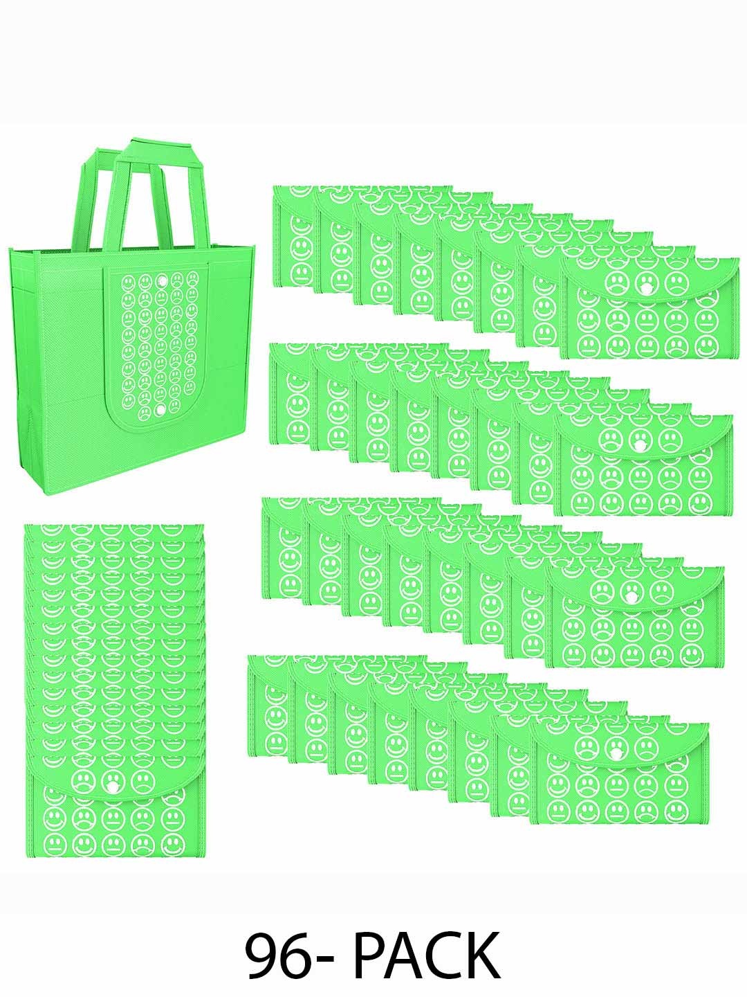 Kuber Industries Set of 96 Smiley Printed Lightweight Foldable & Reusable Shopping Bags, Green
Kuber Industries Set of 96 Smiley Printed Lightweight Foldable & Reusable Shopping Bags, Green