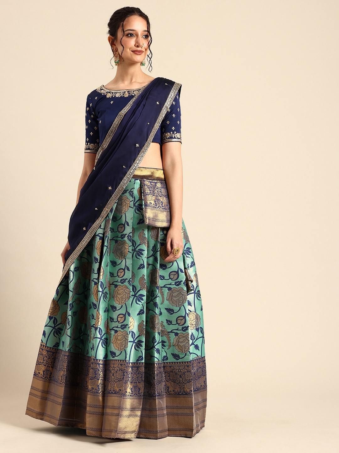 Fabcartz Embroidered Sequinned Semi-Stitched Lehenga & Unstitched Blouse With Dupatta, Sea green
Fabcartz Embroidered Sequinned Semi-Stitched Lehenga & Unstitched Blouse With Dupatta, Sea green