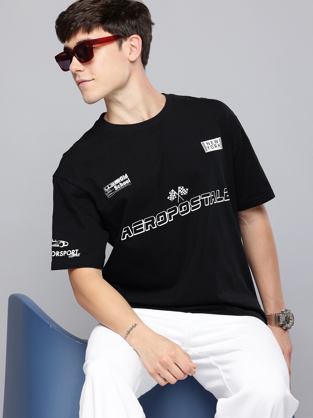 Aeropostale Brand Logo Printed Drop-Shoulder Sleeves Relaxed Fit Pure Cotton T-shirt, Black
Aeropostale Brand Logo Printed Drop-Shoulder Sleeves Relaxed Fit Pure Cotton T-shirt, Black