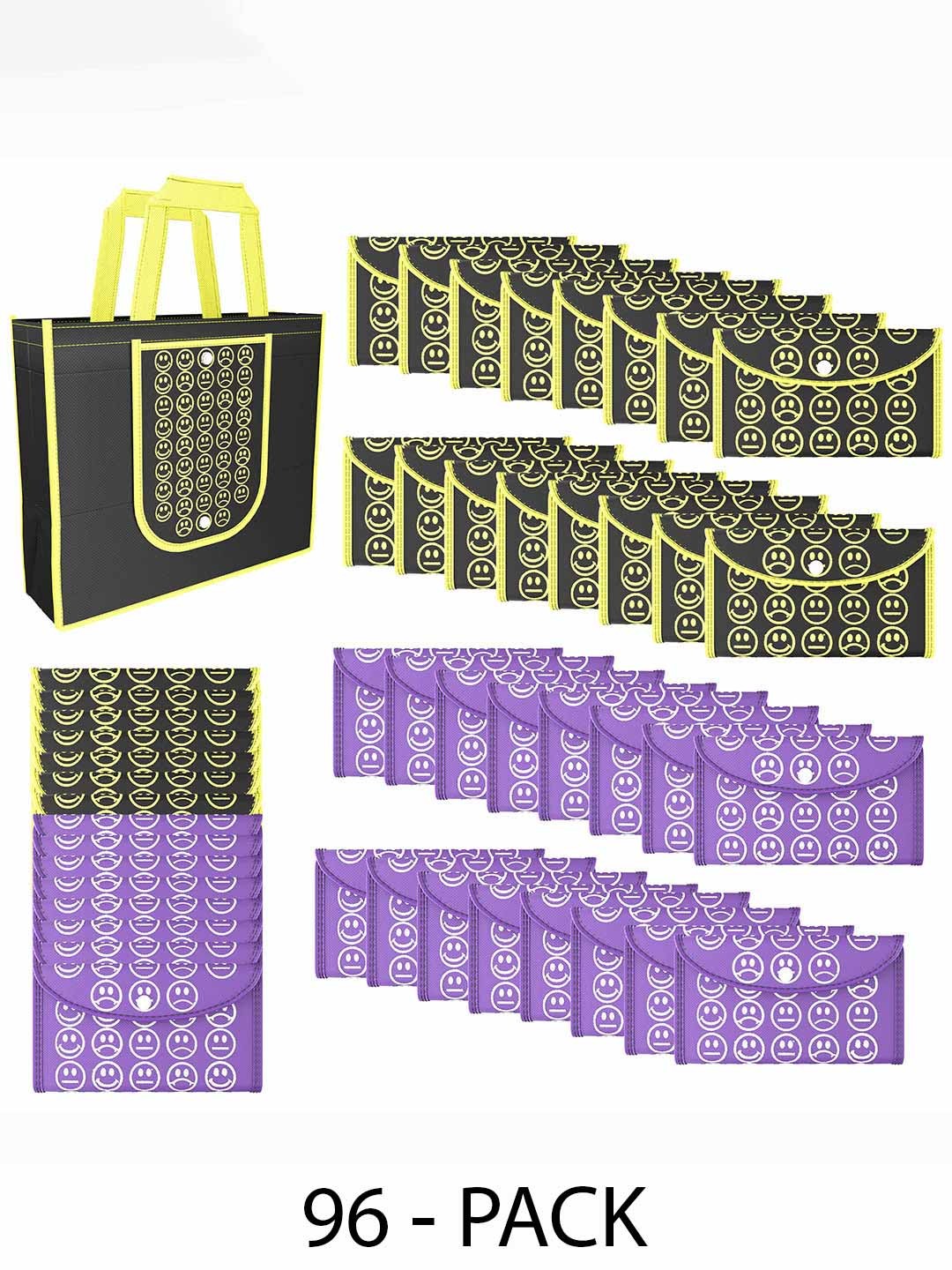 Kuber Industries Set of 96 Smiley Printed Lightweight Foldable & Reusable Shopping Bags, Black
Kuber Industries Set of 96 Smiley Printed Lightweight Foldable & Reusable Shopping Bags, Black