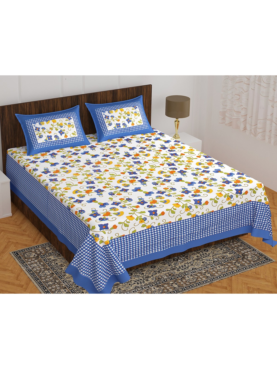AYAT COLLECTION Blue & White Floral 144 TC Pure Cotton Queen Bedsheet With 2 Pillow Covers
AYAT COLLECTION Blue & White Floral 144 TC Pure Cotton Queen Bedsheet With 2 Pillow Covers