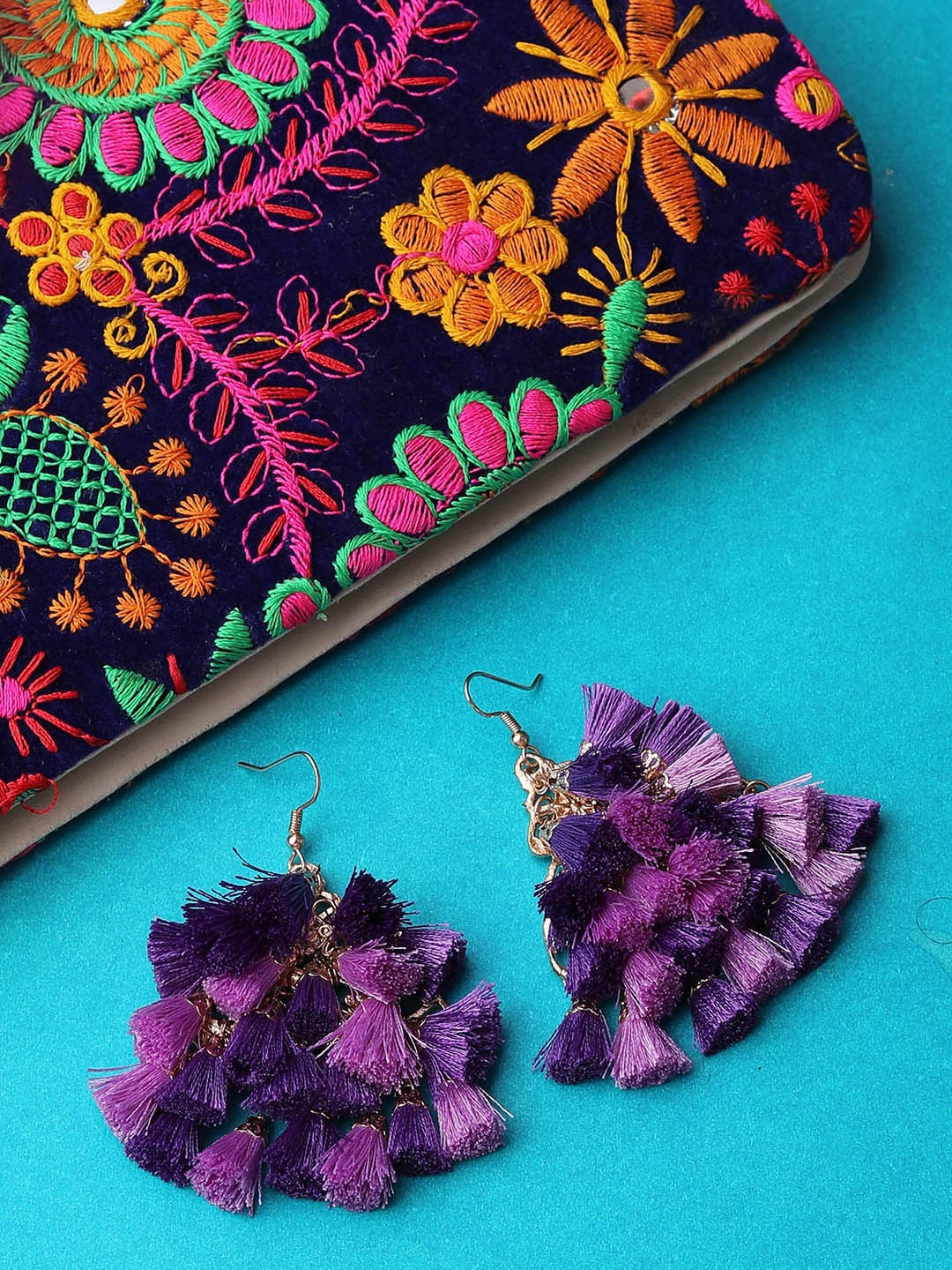 Blueberry Purple Tasselled Drop Earrings