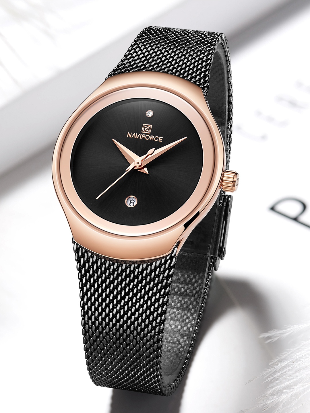 Naviforce Women Brass Embellished Dial & Stainless Steel Straps Analogue Watch NF5004 RGB, Rose gold
Naviforce Women Brass Embellished Dial & Stainless Steel Straps Analogue Watch NF5004 RGB, Rose gold