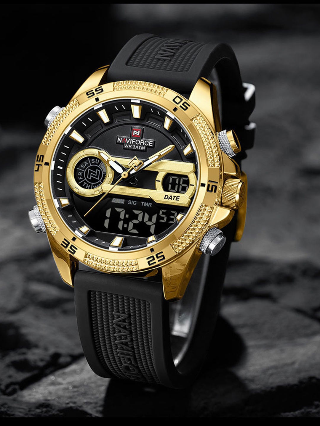 Naviforce Men Brass Dial & Straps Analogue and Digital Multi Function Watch NF9223 GBB, Black
Naviforce Men Brass Dial & Straps Analogue and Digital Multi Function Watch NF9223 GBB, Black