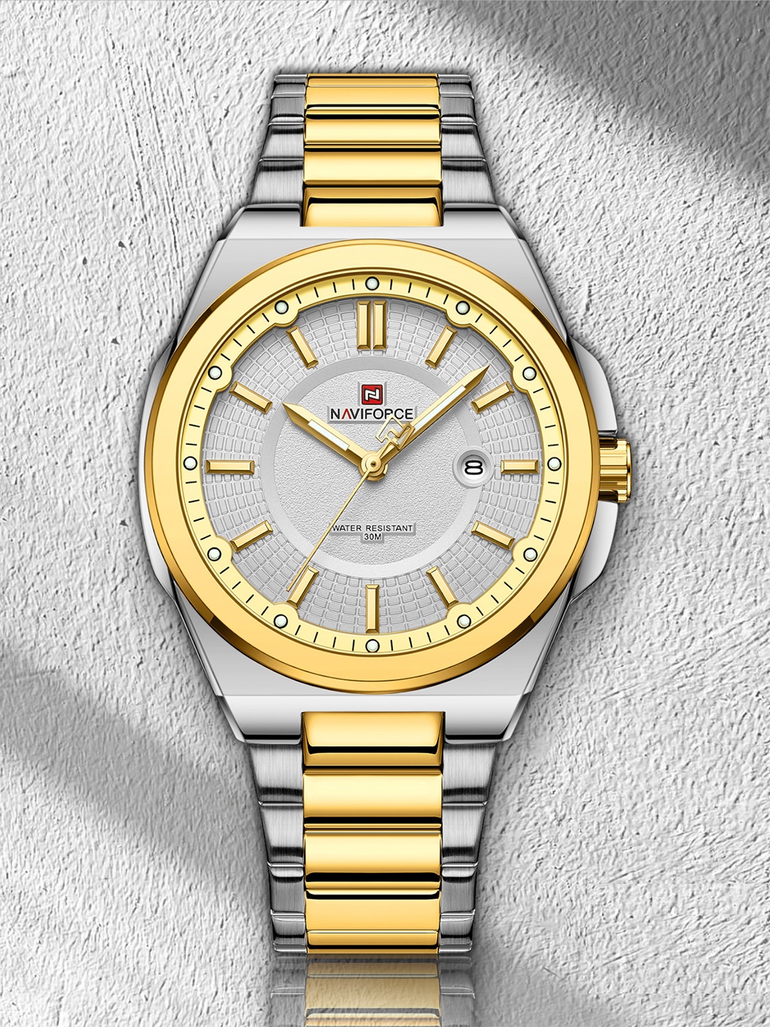 Naviforce Men Brass Mother of Pearl Dial & Stainless Steel Straps Analogue Watch NF9212 GW, Gold
Naviforce Men Brass Mother of Pearl Dial & Stainless Steel Straps Analogue Watch NF9212 GW, Gold