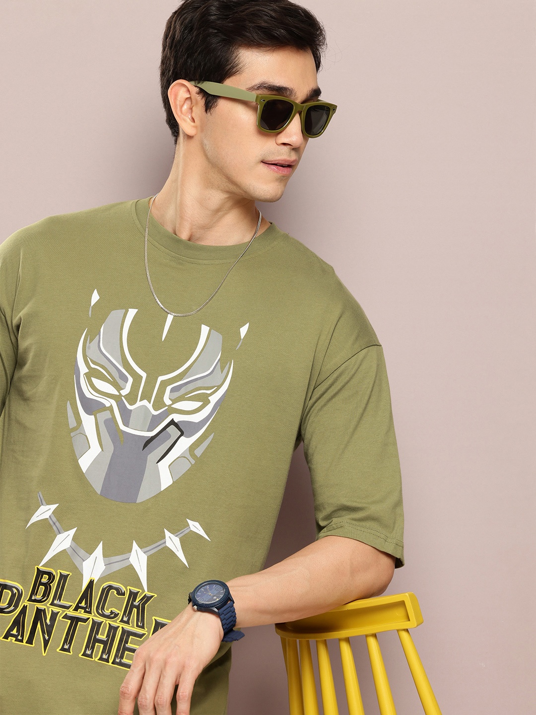 Kook N Keech Black Panther Printed Drop-Shoulder Sleeves Pure Cotton Oversized T-shirt, Olive
Kook N Keech Black Panther Printed Drop-Shoulder Sleeves Pure Cotton Oversized T-shirt, Olive