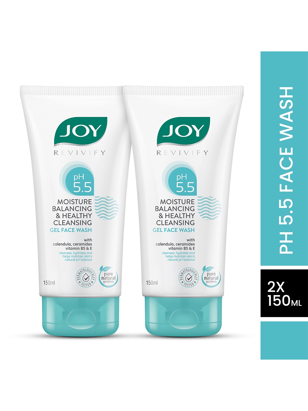JOY 2Pcs Revivify pH5.5 Moisture Balancing Healthy Cleansing Gel Face Wash - 150 ml each, White
JOY 2Pcs Revivify pH5.5 Moisture Balancing Healthy Cleansing Gel Face Wash - 150 ml each, White