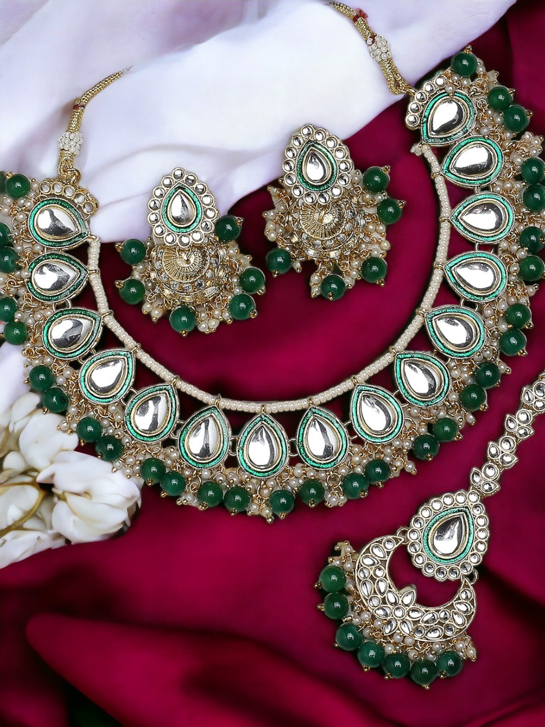 Anouk Meenakari & Kundan Stons Studded Necklace and Earrings With Maang Tika, Gold
Anouk Meenakari & Kundan Stons Studded Necklace and Earrings With Maang Tika, Gold