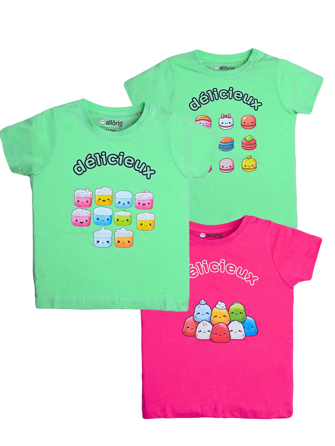 allorio kids Premium Girls Pack Of 3 Printed Pure Cotton Slim Fit T-shirt, Green
allorio kids Premium Girls Pack Of 3 Printed Pure Cotton Slim Fit T-shirt, Green