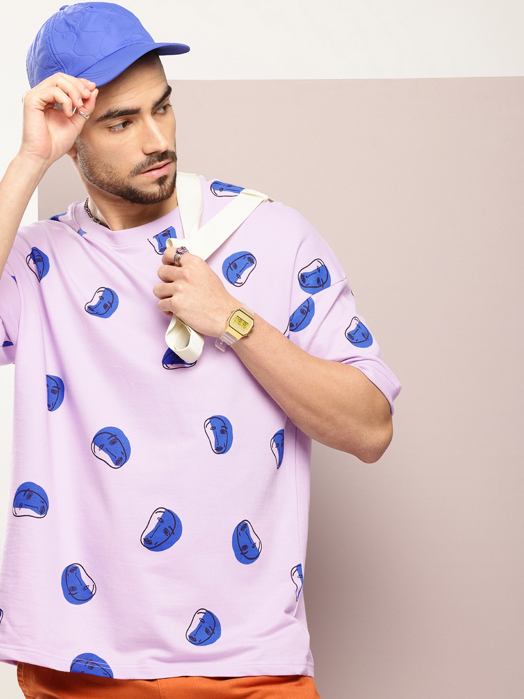 DILLINGER Men Printed Drop-Shoulder Sleeves Oversized Terry Pure Cotton T-shirt, Lavender
DILLINGER Men Printed Drop-Shoulder Sleeves Oversized Terry Pure Cotton T-shirt, Lavender