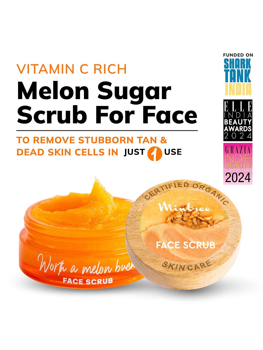 Mintree Worth a melon bucks Face Scrub With Organic Melon & Vitamin C - 60 g, Orange
Mintree Worth a melon bucks Face Scrub With Organic Melon & Vitamin C - 60 g, Orange