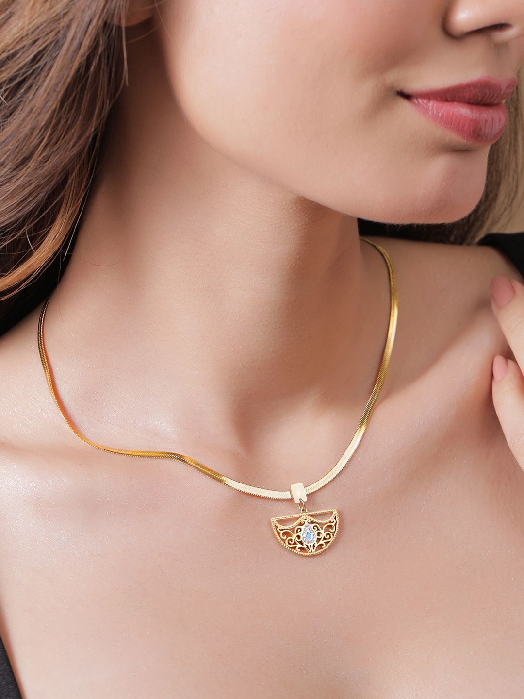 Rubans 18KT Gold Plated Stainless Steel Tarnish-Free Waterproof Demi-Fine CZ Necklace
Rubans 18KT Gold Plated Stainless Steel Tarnish-Free Waterproof Demi-Fine CZ Necklace