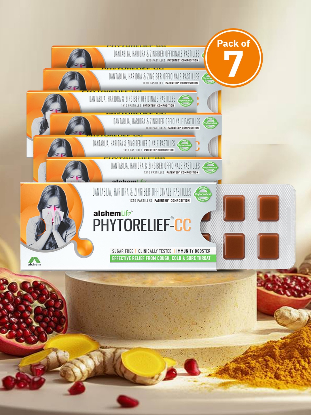 Alchem Set Of 7 Phytorelief-CC Immunity Lozenges For Cough- 10 Pastilles Each, Brown
Alchem Set Of 7 Phytorelief-CC Immunity Lozenges For Cough- 10 Pastilles Each, Brown