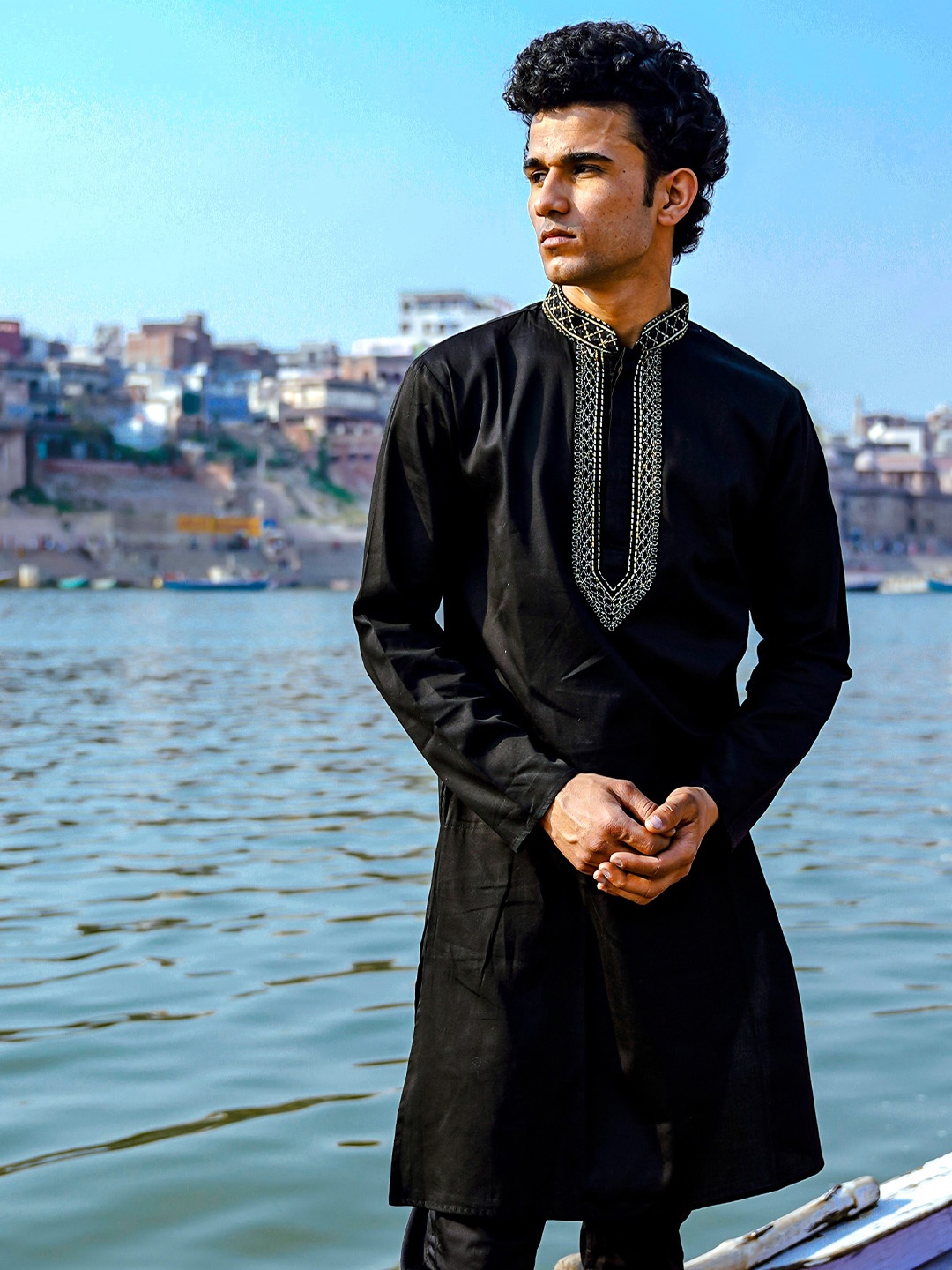 Be Desi Geometric Yoke Design Regular Thread Work Satin Straight Kurta with Trousers, Black
Be Desi Geometric Yoke Design Regular Thread Work Satin Straight Kurta with Trousers, Black