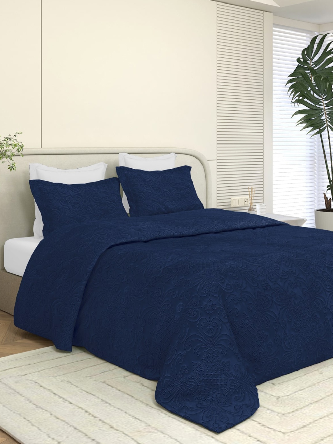 LABHAM Sensation Ultrasonic Quilted 300TC King Bed Cover with 2 Pillow Covers, Navy blue
LABHAM Sensation Ultrasonic Quilted 300TC King Bed Cover with 2 Pillow Covers, Navy blue