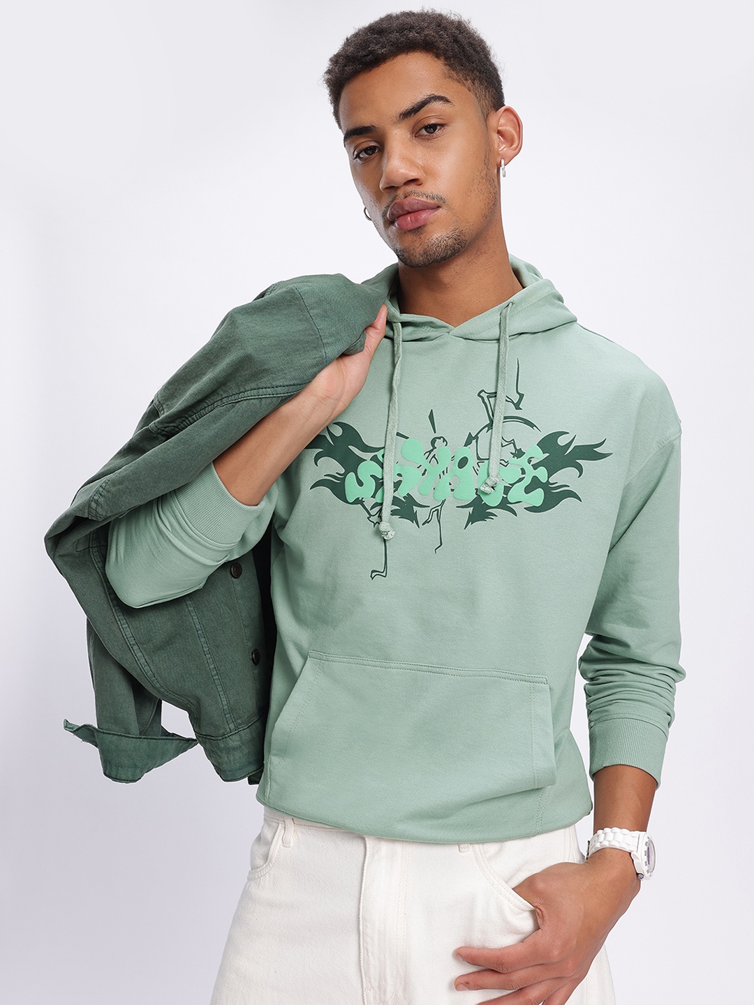 Kook N Keech Typographic Flair Printed Drop-Shoulder Sleeves Hooded Sweatshirt, Green
Kook N Keech Typographic Flair Printed Drop-Shoulder Sleeves Hooded Sweatshirt, Green