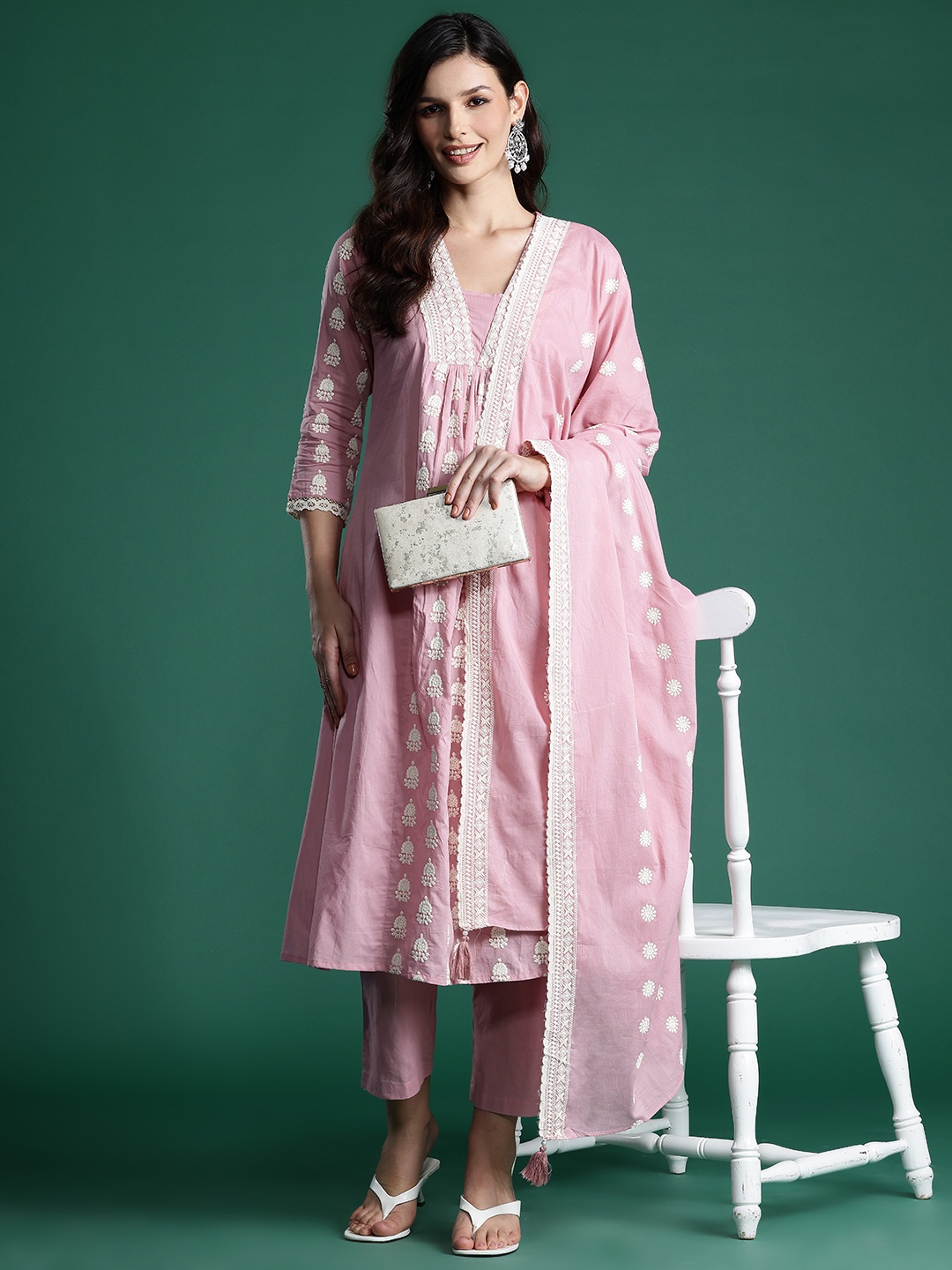 Indo Era Ethnic Motifs Embroidered Pleated Thread Work Pure Cotton Kurta Set, Pink
Indo Era Ethnic Motifs Embroidered Pleated Thread Work Pure Cotton Kurta Set, Pink