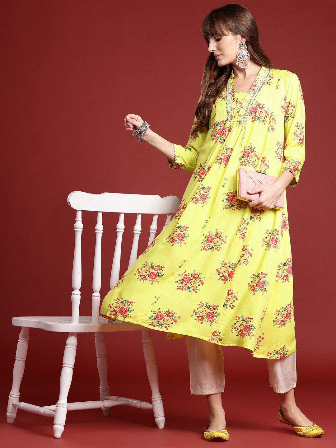 Indo Era Floral Printed Kurta, Yellow
Indo Era Floral Printed Kurta, Yellow