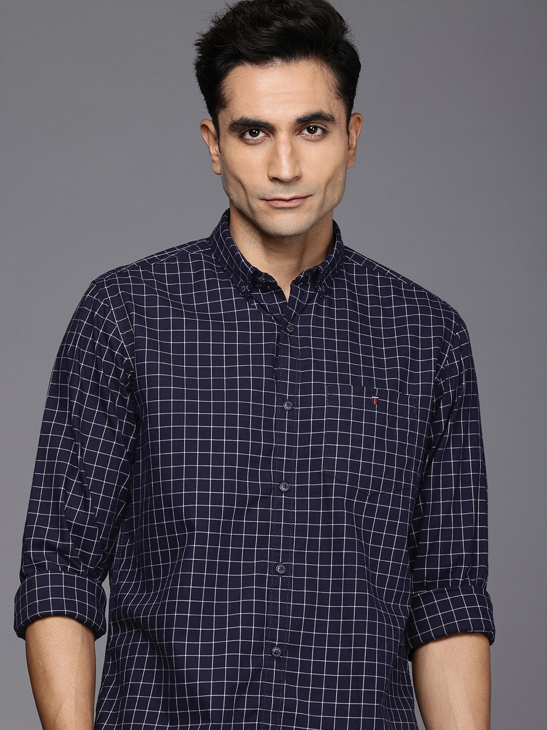 Louis Philippe Jeans Pure Cotton Slim Fit Grid Tattersall Checks Casual Shirt, Navy blue
Louis Philippe Jeans Pure Cotton Slim Fit Grid Tattersall Checks Casual Shirt, Navy blue