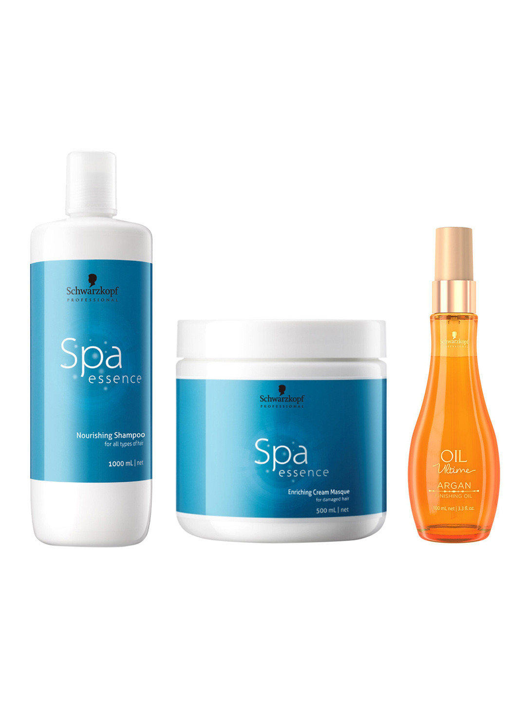 Schwarzkopf PROFESSIONAL Set of Spa Essence Shampoo + Hair Mask + Ultime Argan Oil, Orange
Schwarzkopf PROFESSIONAL Set of Spa Essence Shampoo + Hair Mask + Ultime Argan Oil, Orange