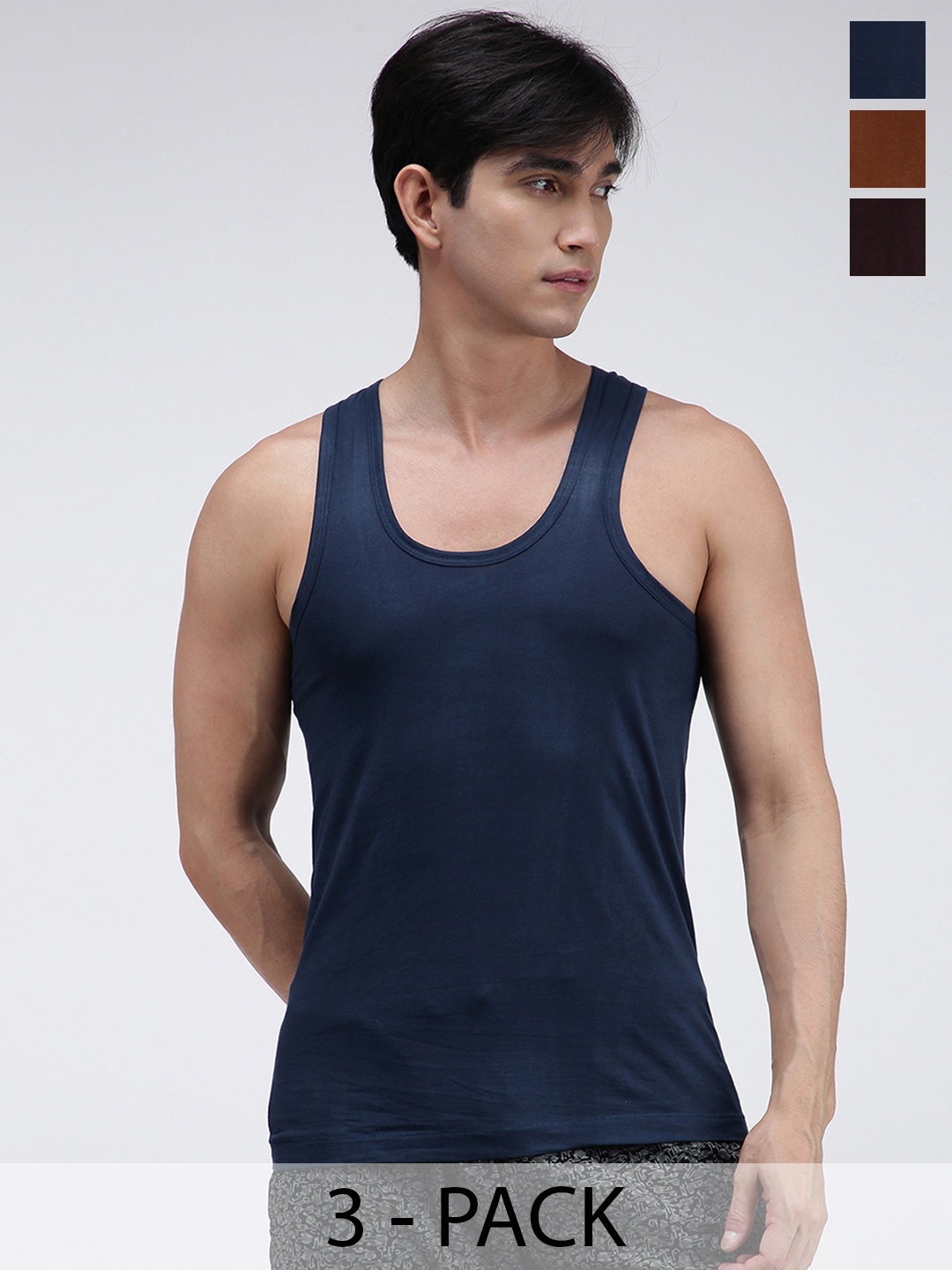 AMUL COMFY Pack Of 3 Pure Cotton Solid Undershirt Vest AC-CVESTRN-MULTI-3XL-3PC, Navy blue
AMUL COMFY Pack Of 3 Pure Cotton Solid Undershirt Vest AC-CVESTRN-MULTI-3XL-3PC, Navy blue