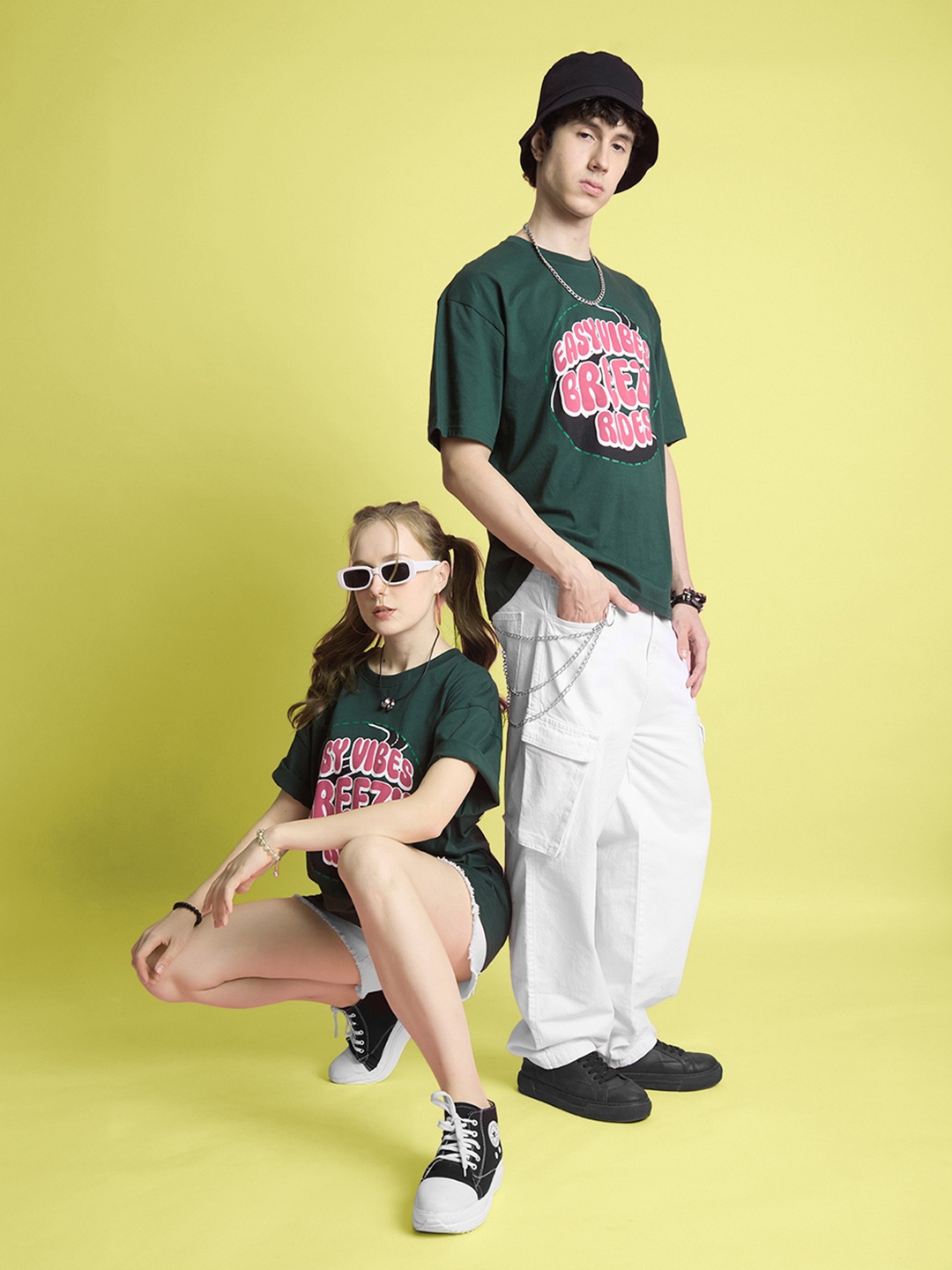 URA STREET Unisex Typography Printed Round Neck Cotton Oversized T-shirt, Green
URA STREET Unisex Typography Printed Round Neck Cotton Oversized T-shirt, Green