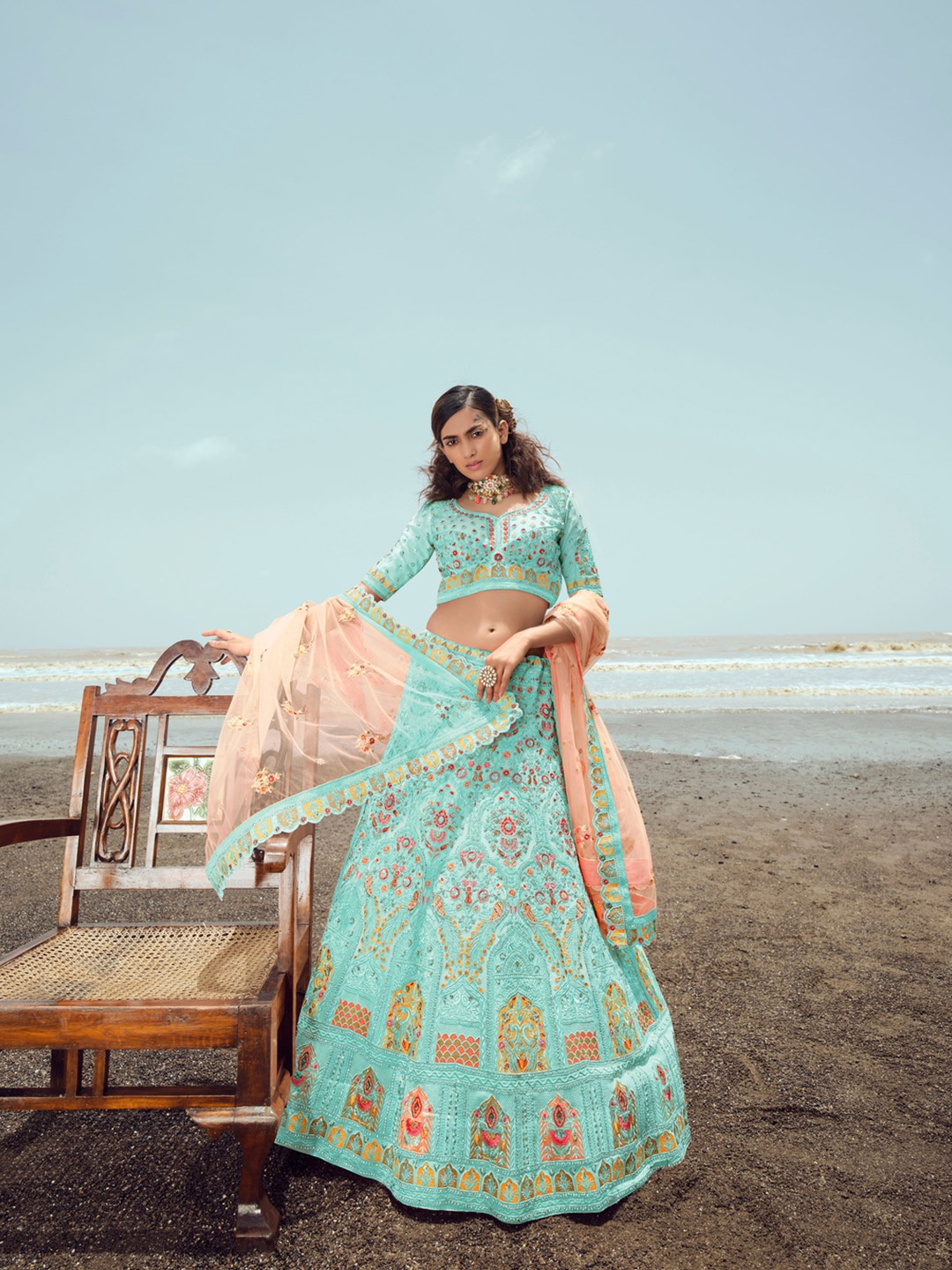Fusionic Embroidered Semi-Stitched Lehenga & Unstitched Blouse With Dupatta, Turquoise blue
Fusionic Embroidered Semi-Stitched Lehenga & Unstitched Blouse With Dupatta, Turquoise blue