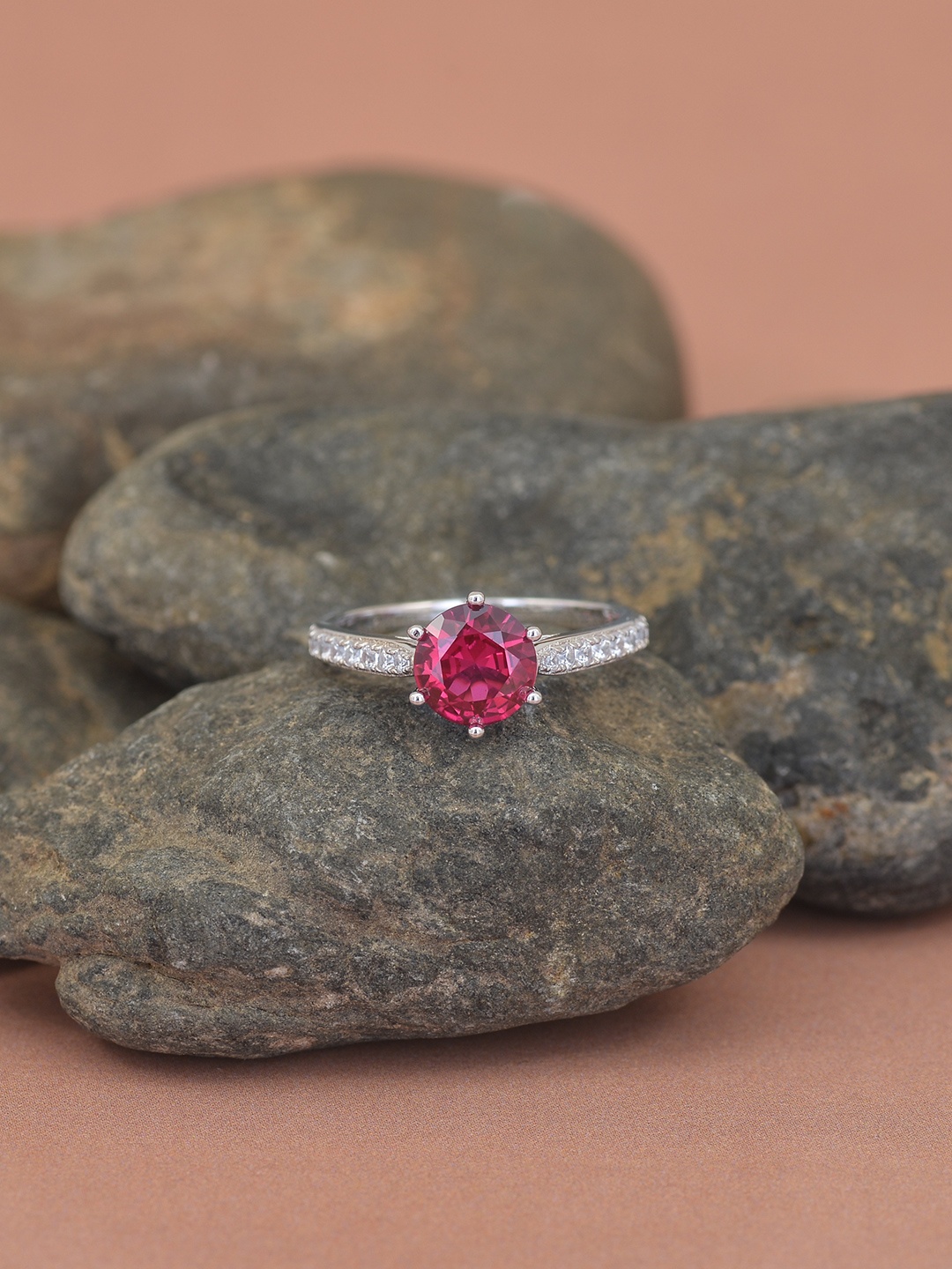 Ornate Jewels 925 Sterling Silver Rhodium-Plated Cubic Zirconia & Ruby Studded Finger Ring
Ornate Jewels 925 Sterling Silver Rhodium-Plated Cubic Zirconia & Ruby Studded Finger Ring