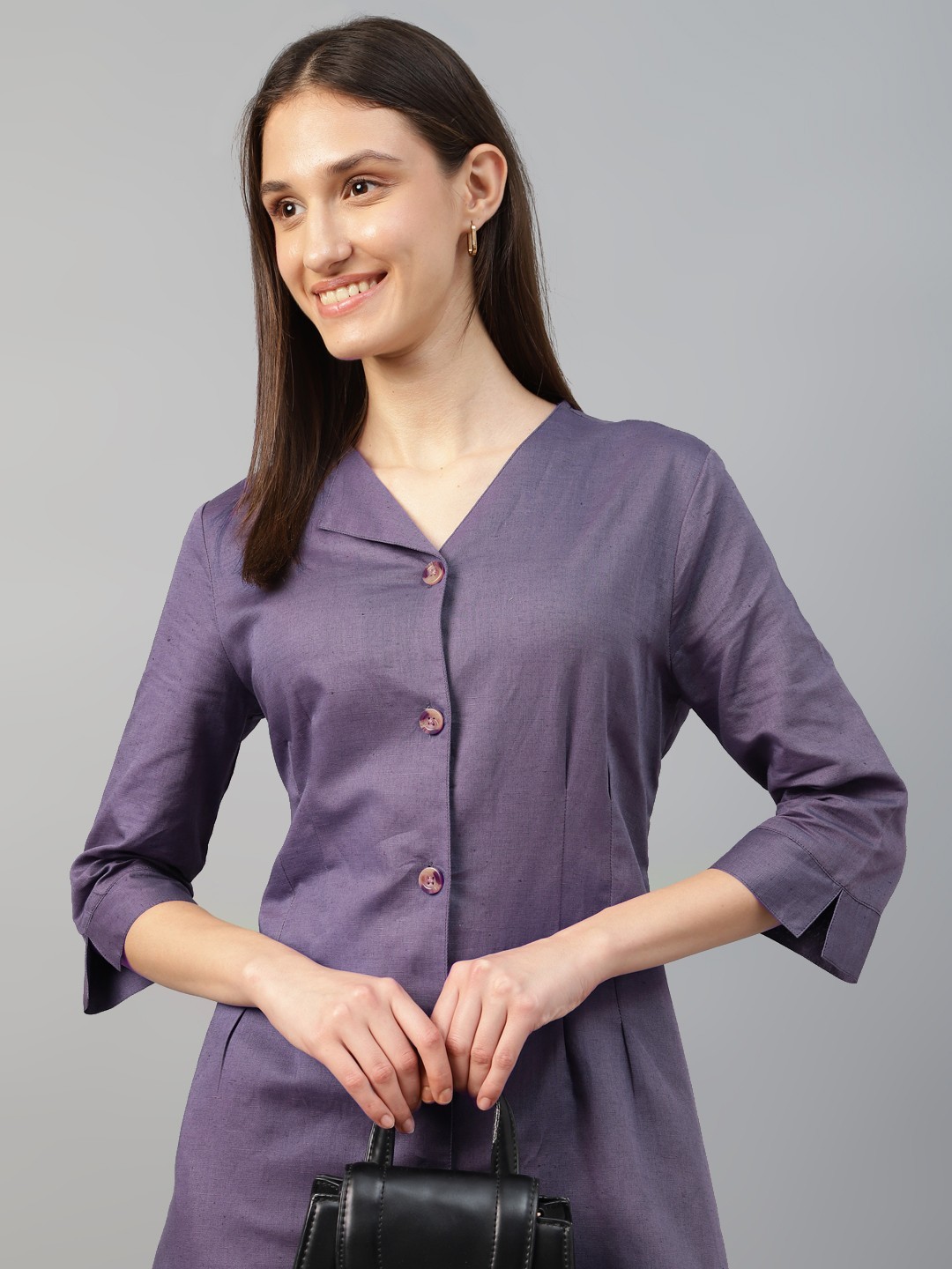 Hancock Women Solid Linen Three-Quarter Sleeves Formal Knee Length Shirt Dress, Purple
Hancock Women Solid Linen Three-Quarter Sleeves Formal Knee Length Shirt Dress, Purple