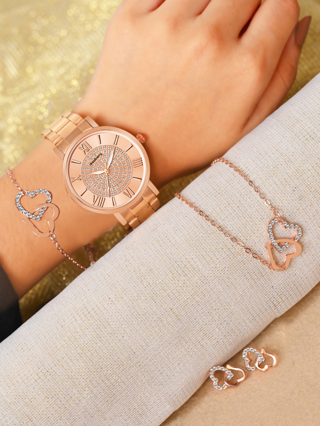 DressBerry Women Dial & Bracelet Style Straps Analogue Watch DBSet24 Set-29, Rose gold
DressBerry Women Dial & Bracelet Style Straps Analogue Watch DBSet24 Set-29, Rose gold