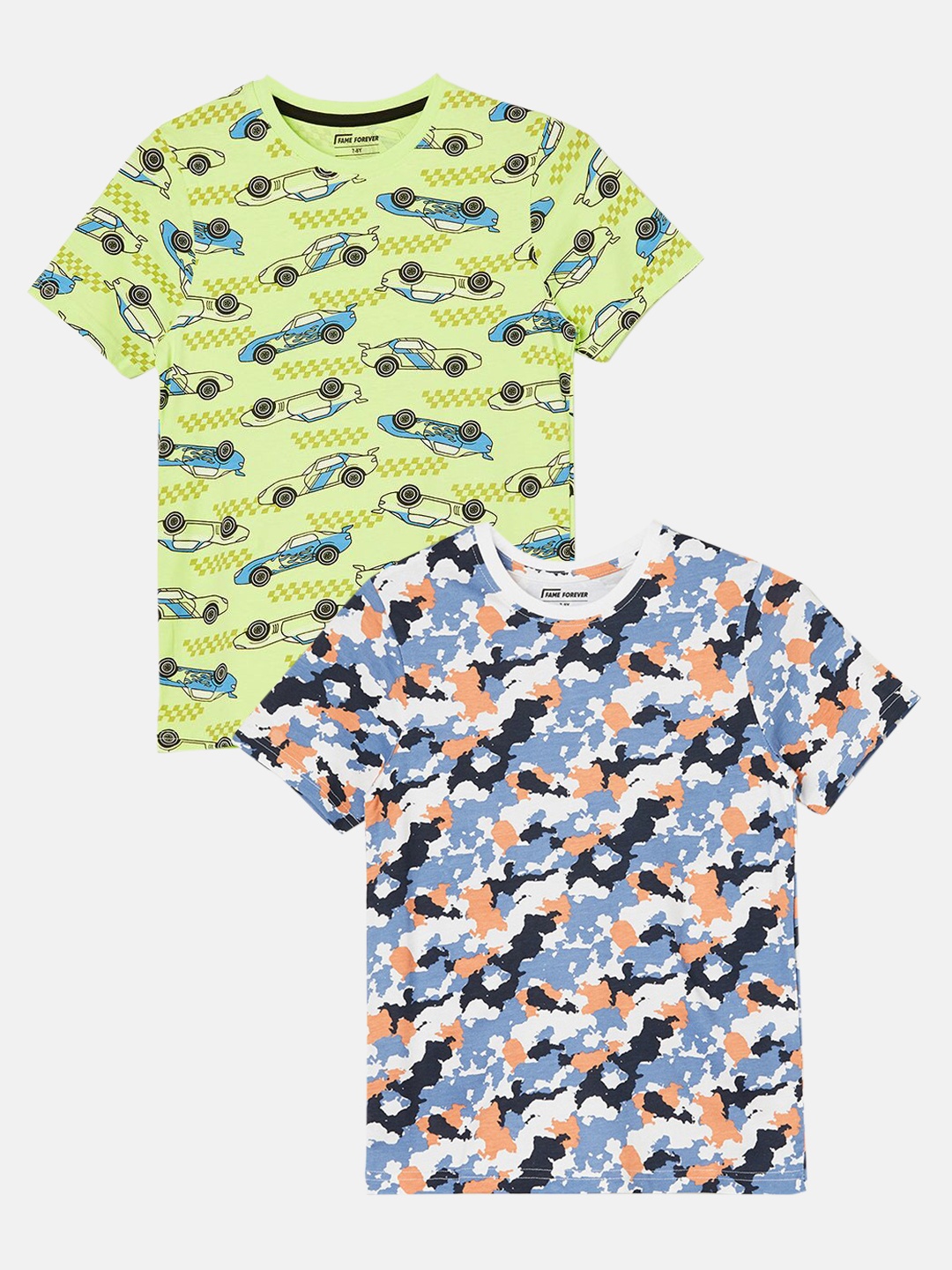 Fame Forever by Lifestyle Boys Pack Of 2 Conversational Printed Pure Cotton T-shirts, Blue
Fame Forever by Lifestyle Boys Pack Of 2 Conversational Printed Pure Cotton T-shirts, Blue