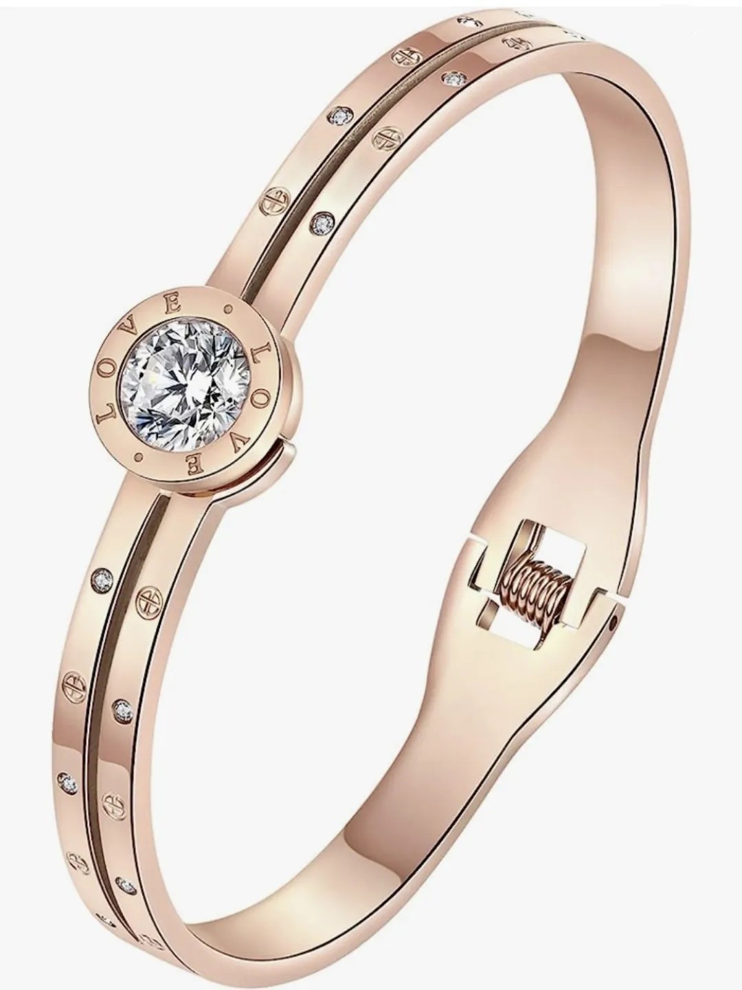 V FASHION JEWELLERY Stainless Steel Cubic Zirconia Studded Rose Gold-Plated Kada Bracelet
V FASHION JEWELLERY Stainless Steel Cubic Zirconia Studded Rose Gold-Plated Kada Bracelet